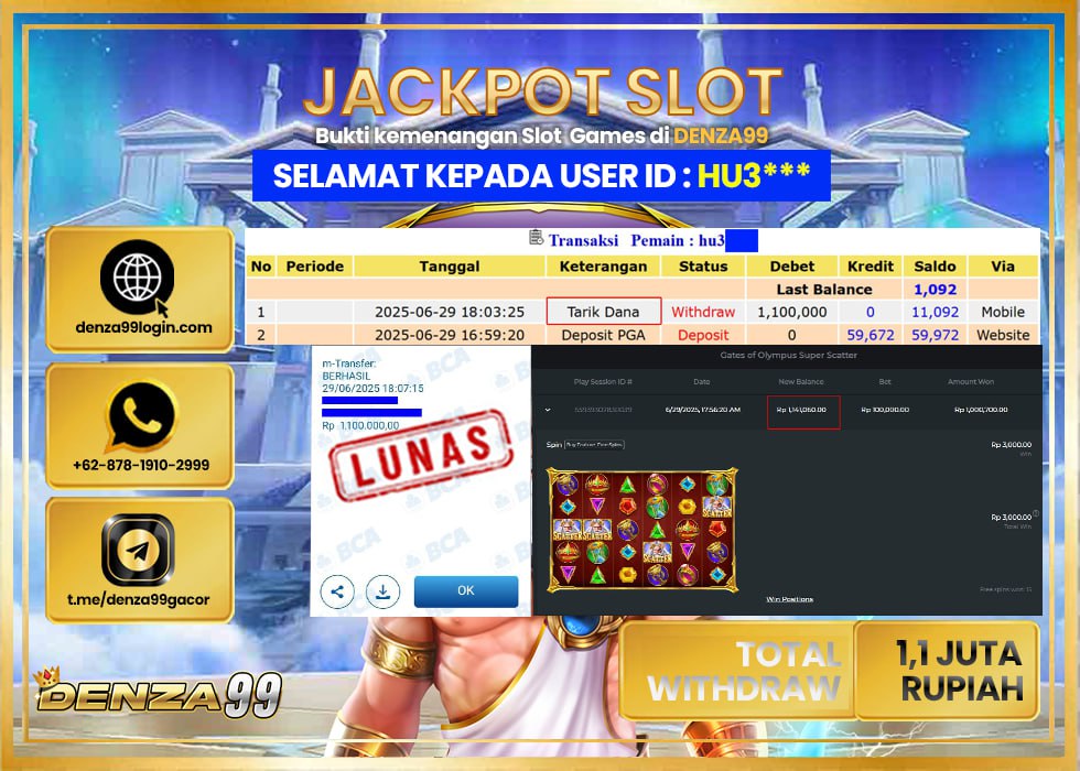 DENZA99 GATE OF OLYMPUS 1000  Rp.1.100.000- LUNAS